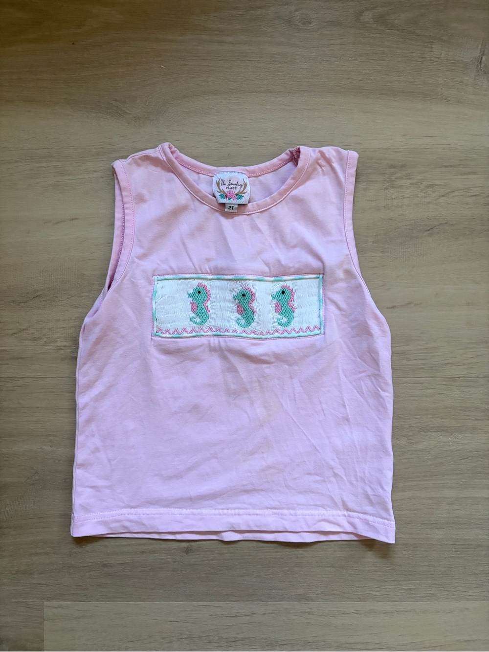The Smocking Place Pink Seahorse Smocked Tank 2T